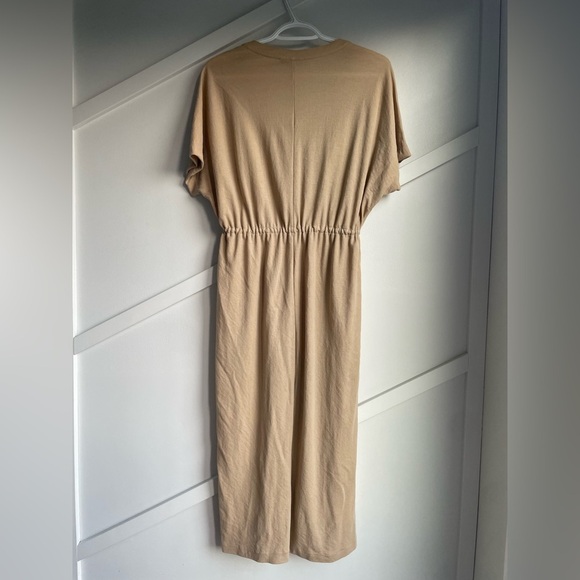 Mango Utility Drawstring Khaki Beige Mocha Brown Midi Linen Dress size S - Picture 11 of 11